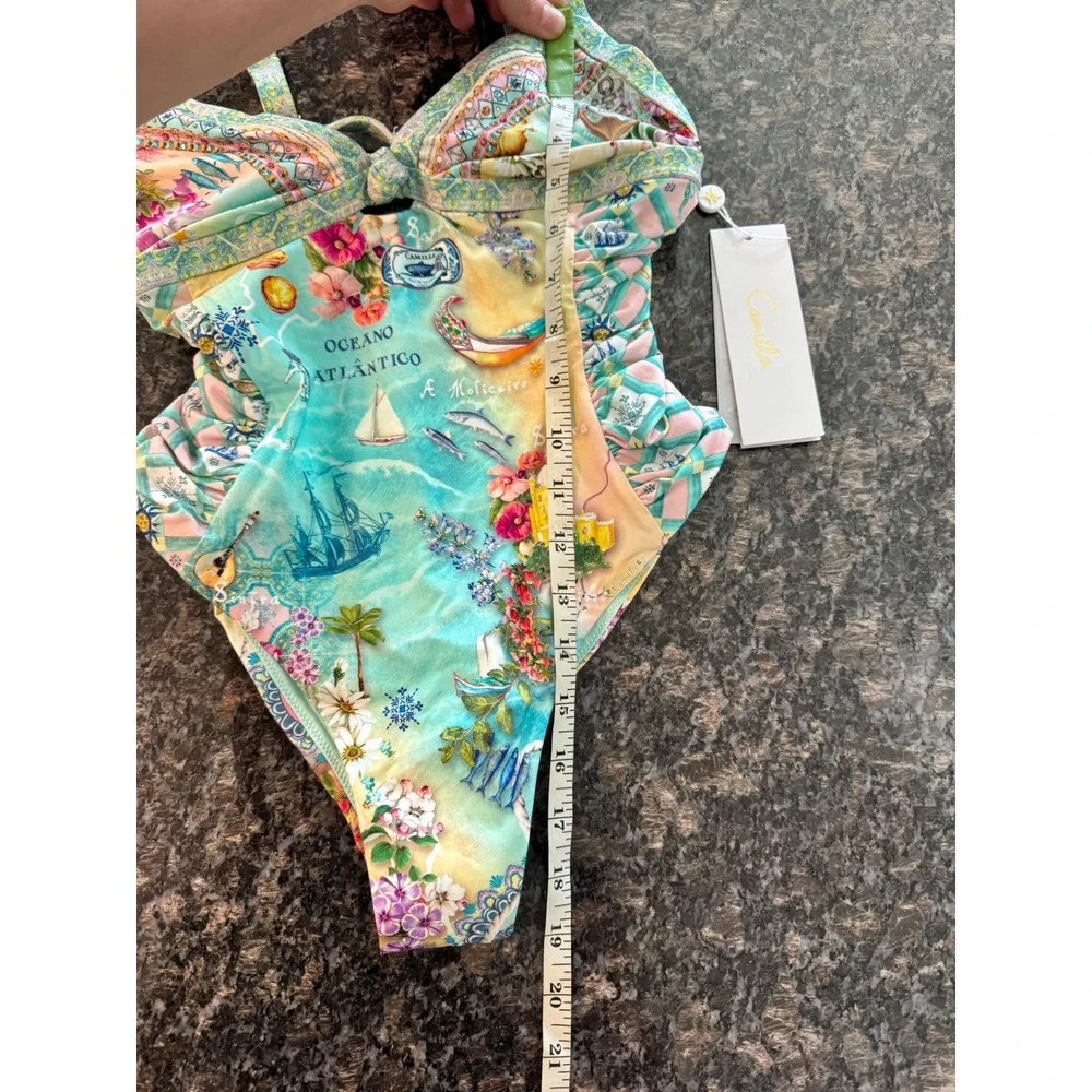 Camilla Just Coasting Knot Front Panelled One Piece Swimsuit Oceano Atlantico‎ S